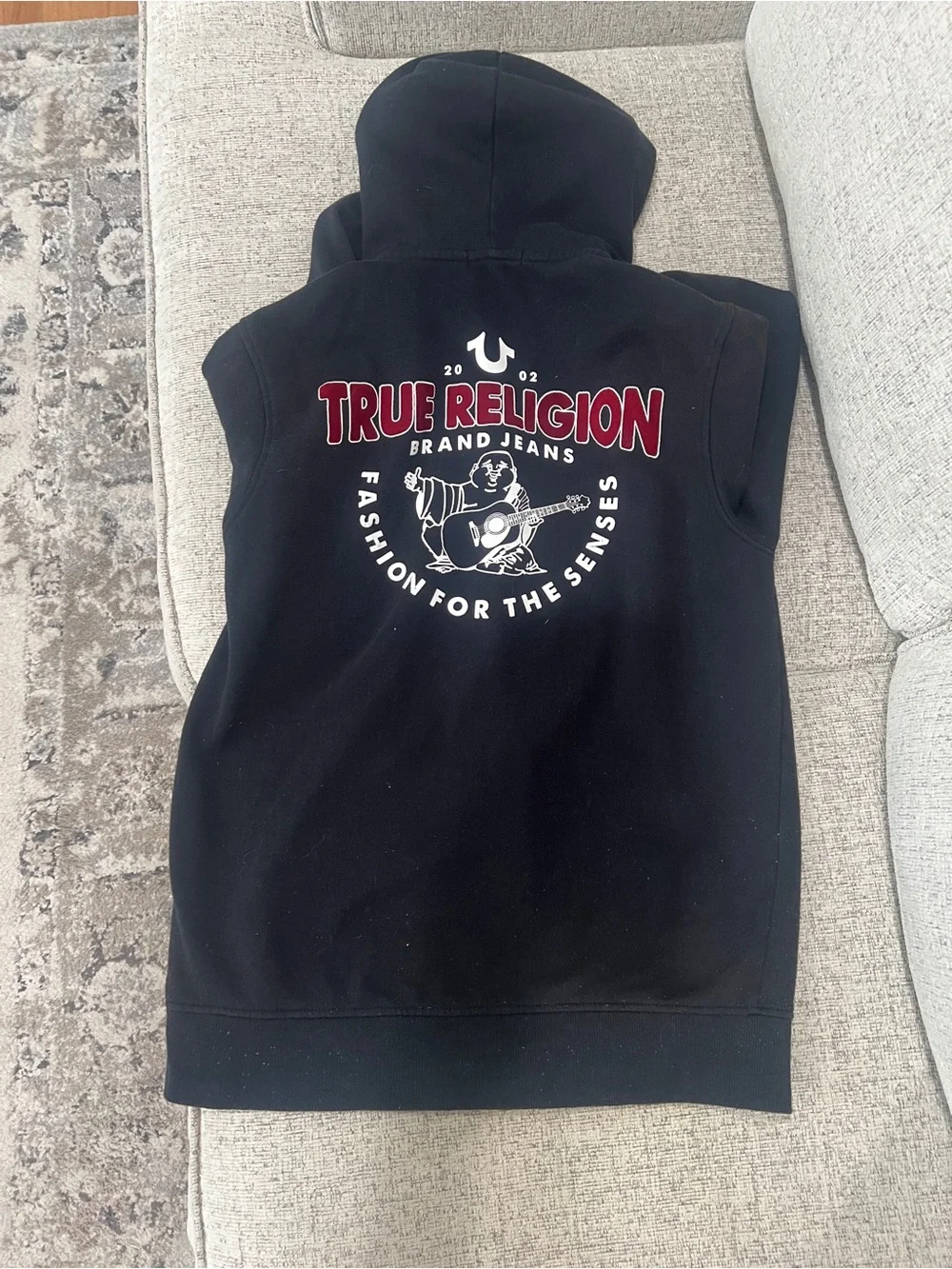 True Religion Kids Black Hoodie with Red Logo Zip Jacket